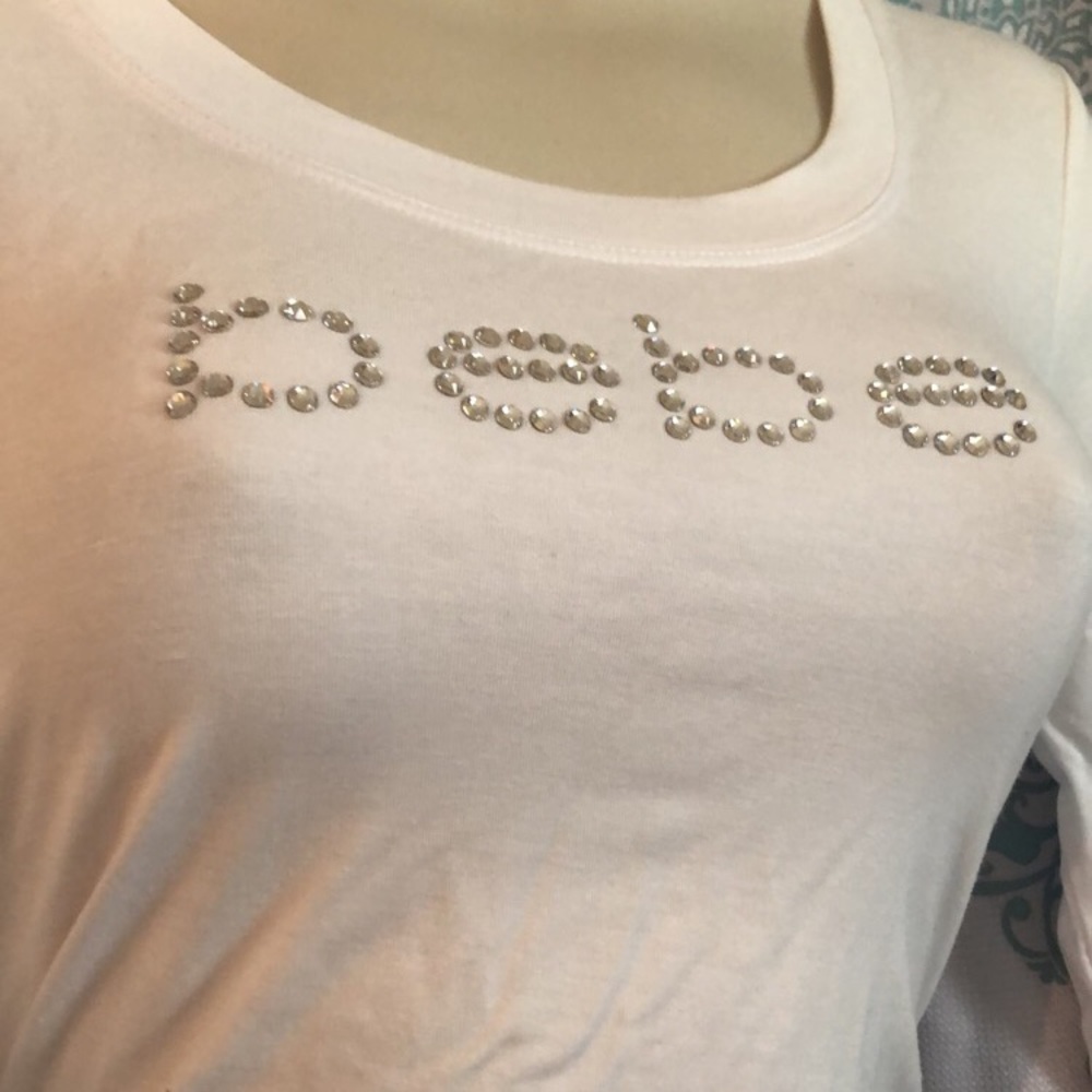 BEBE Open Back Blouse NEW Swarovski Diamond